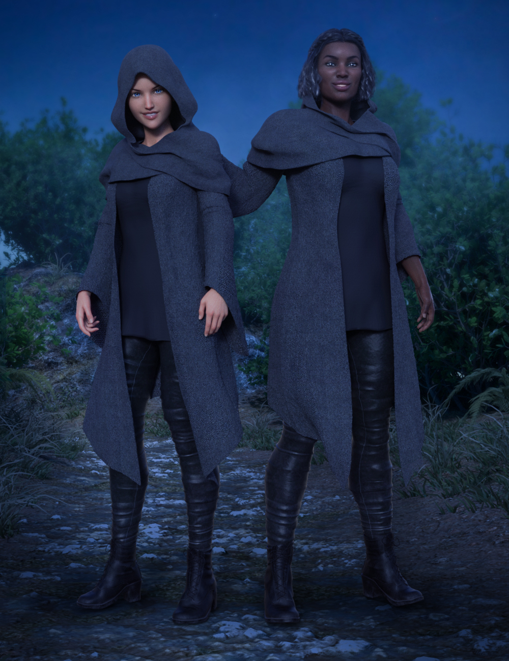 dForce Hooded Outfit for Genesis 8 Female(s) by: , 3D Models by Daz 3D