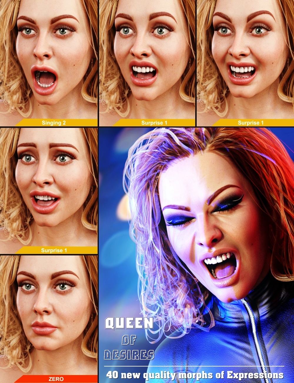 Queen of Desires Expressions by: AlFan, 3D Models by Daz 3D