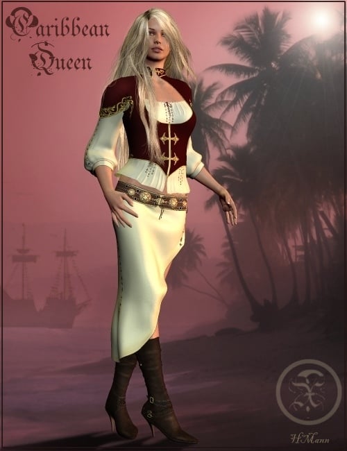 Caribbean Queen Clothes V4 & A4 by: Magix 101, 3D Models by Daz 3D
