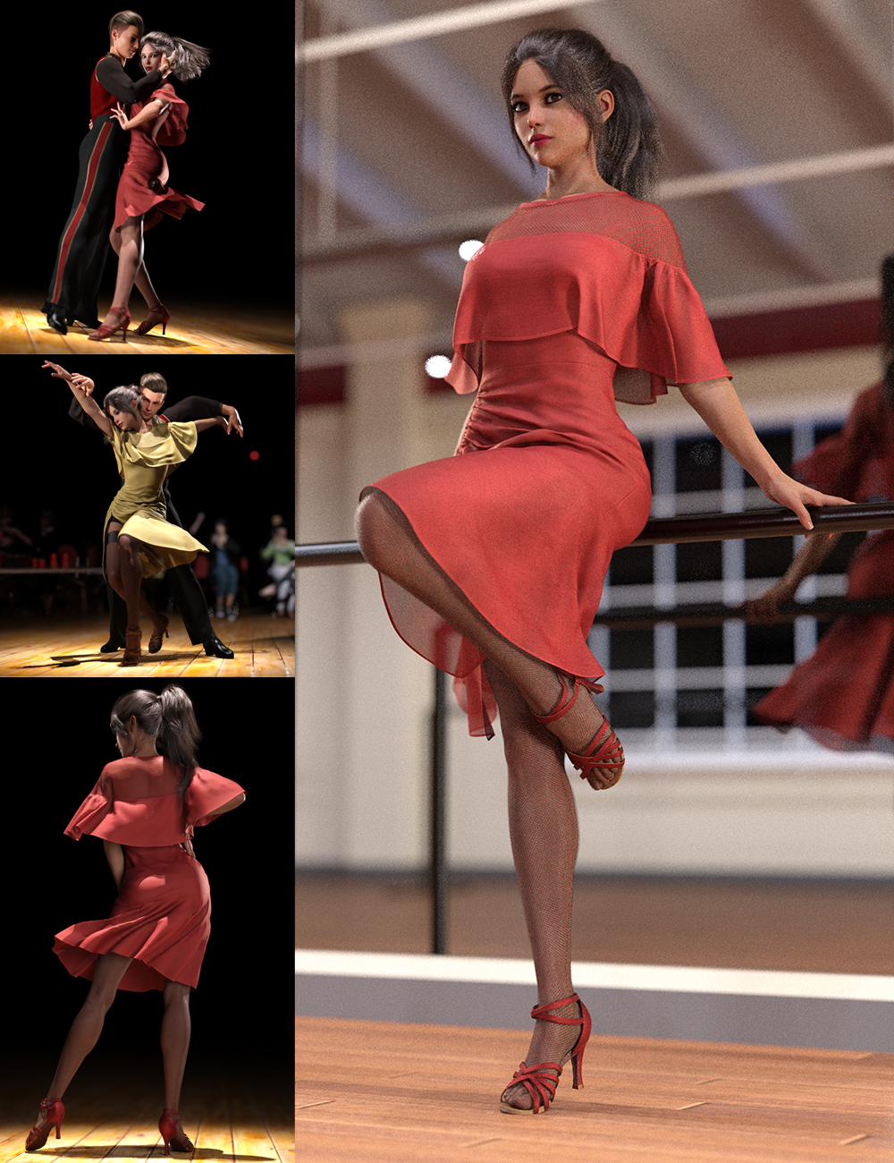 dForce Dancer Dress and Poses For Genesis 8 by: aurora, 3D Models by Daz 3D