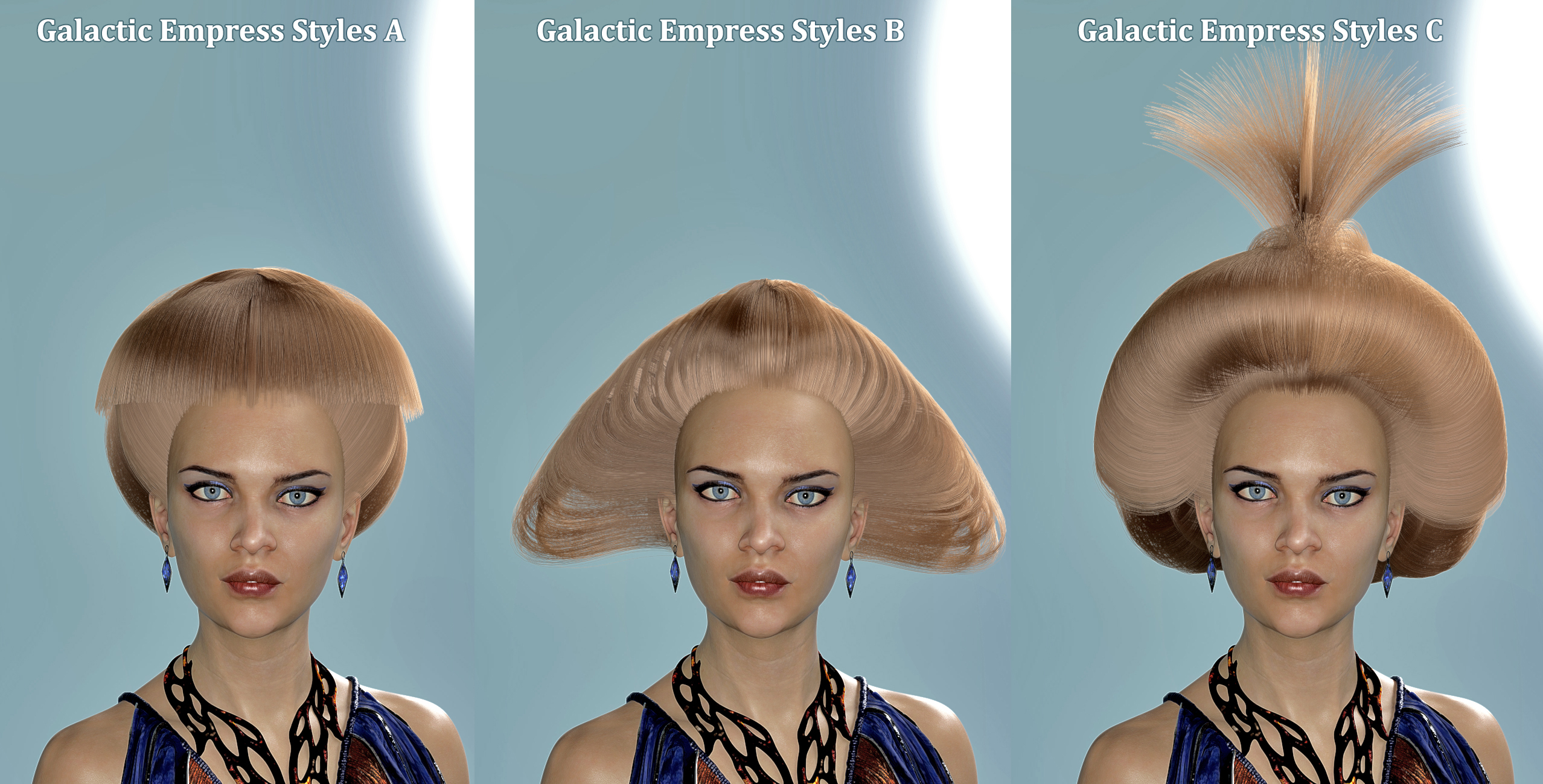 dForce Galactic Empress Hair Styles  for Genesis 8 Female(s)