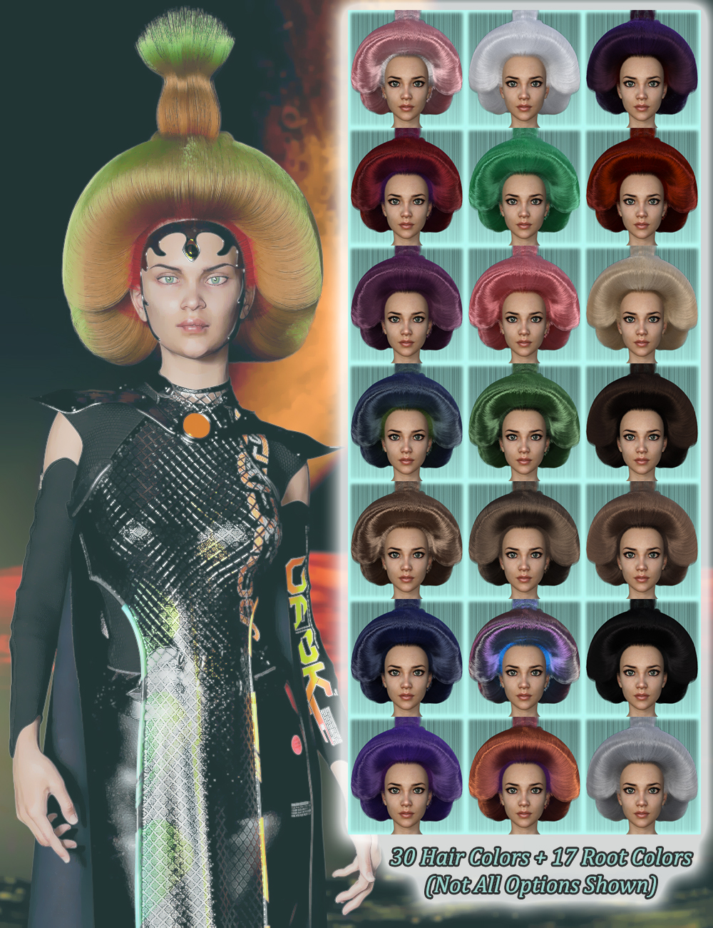 dForce Galactic Empress Hair Styles  for Genesis 8 Female(s) by: 3DivaLlynara, 3D Models by Daz 3D