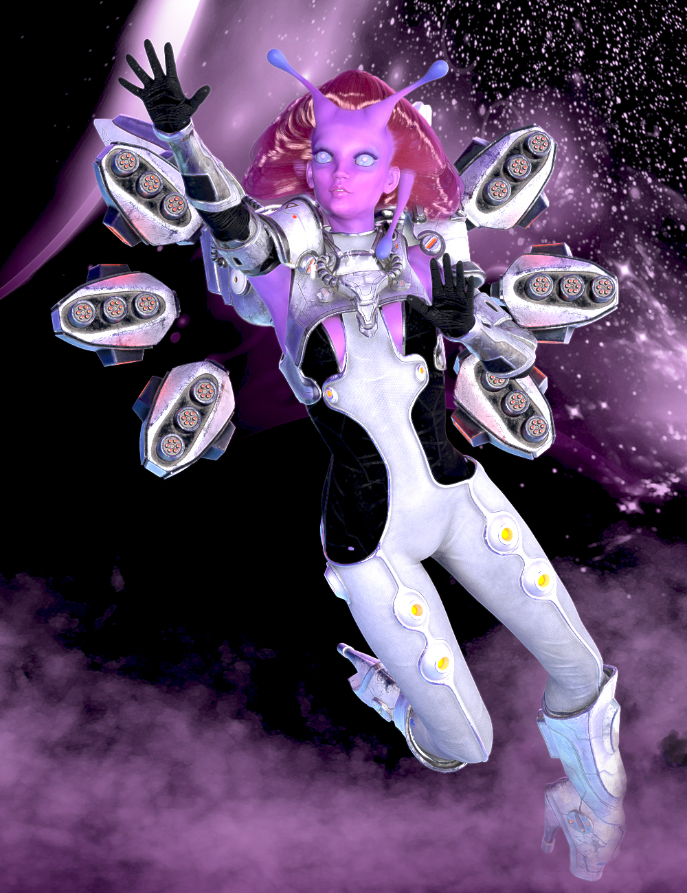 dForce Galactic Empress Hair Styles  for Genesis 8 Female(s) by: 3DivaLlynara, 3D Models by Daz 3D