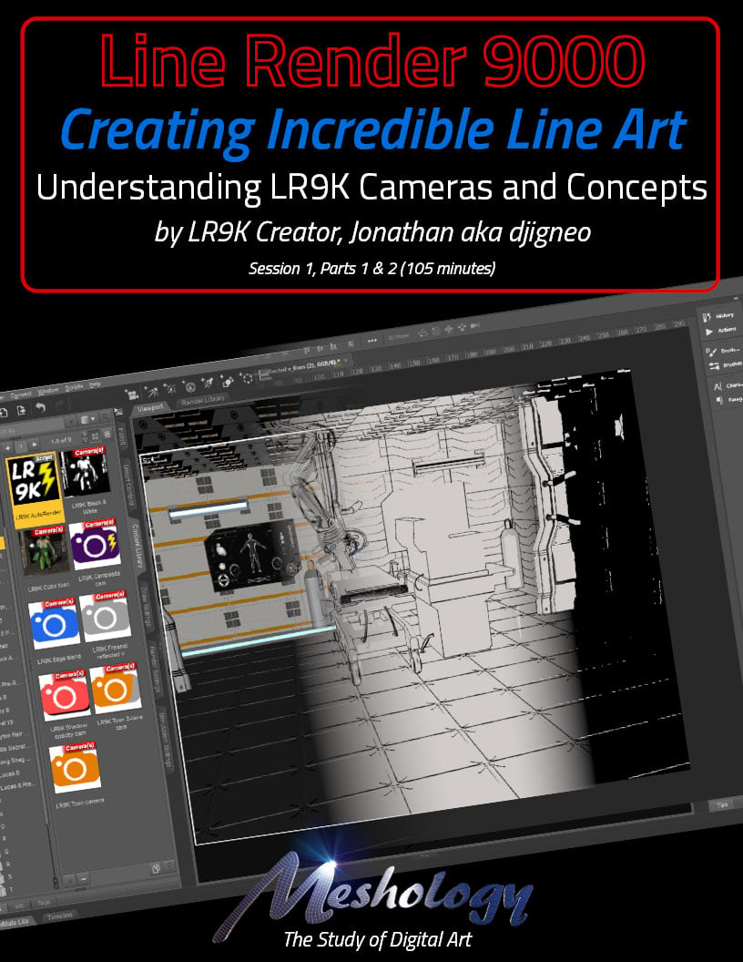 Creating Incredible Line Art with Line Render 9000 : Understanding the LR9K Cameras and Settings by: Cgandjigneo, 3D Models by Daz 3D