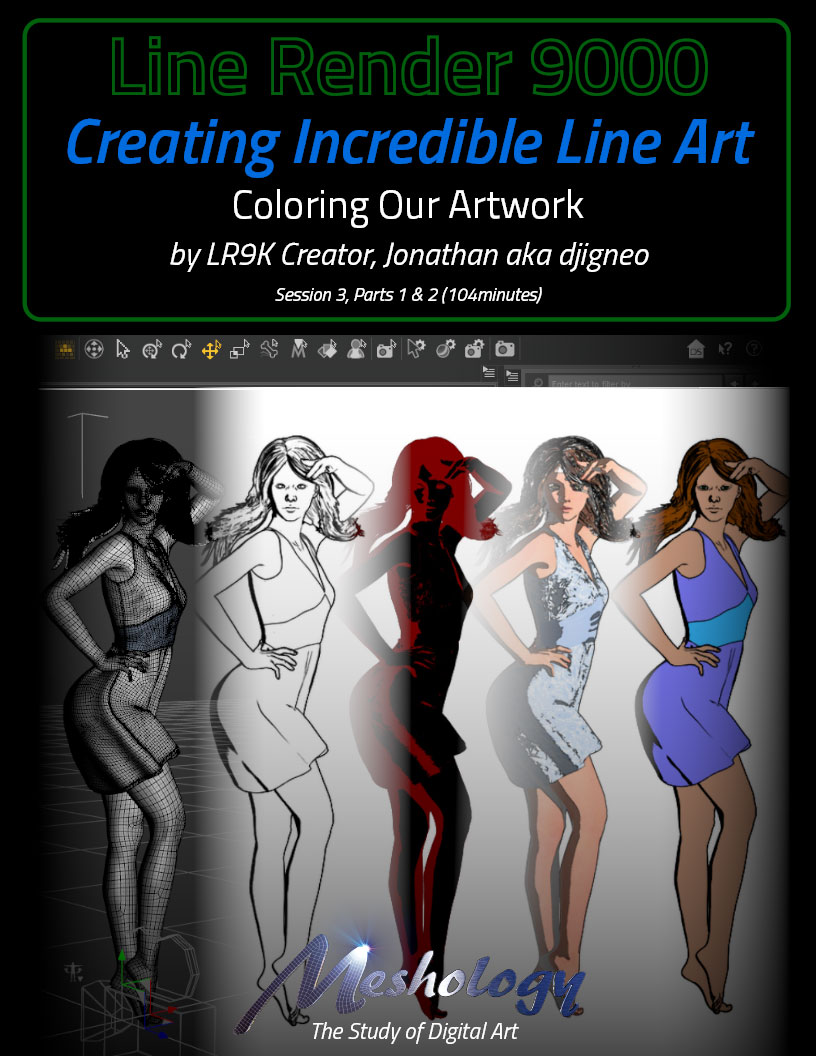 Creating Incredible Line Art with Line Render 9000 : Coloring Our Artwork by: Cgandjigneo, 3D Models by Daz 3D