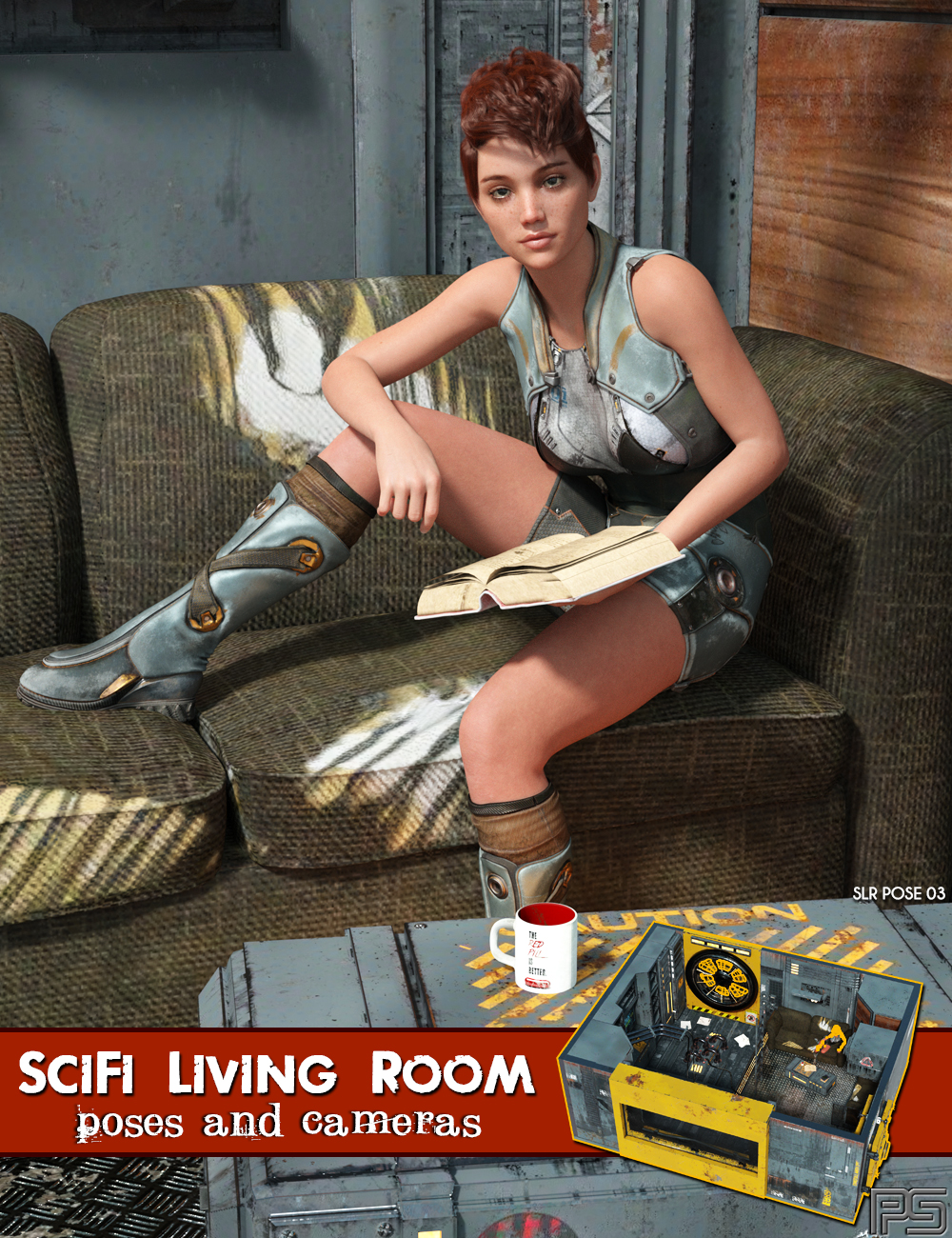 SciFi Living Room Poses and Cameras for Genesis 8 by: Pixelunashadownet, 3D Models by Daz 3D