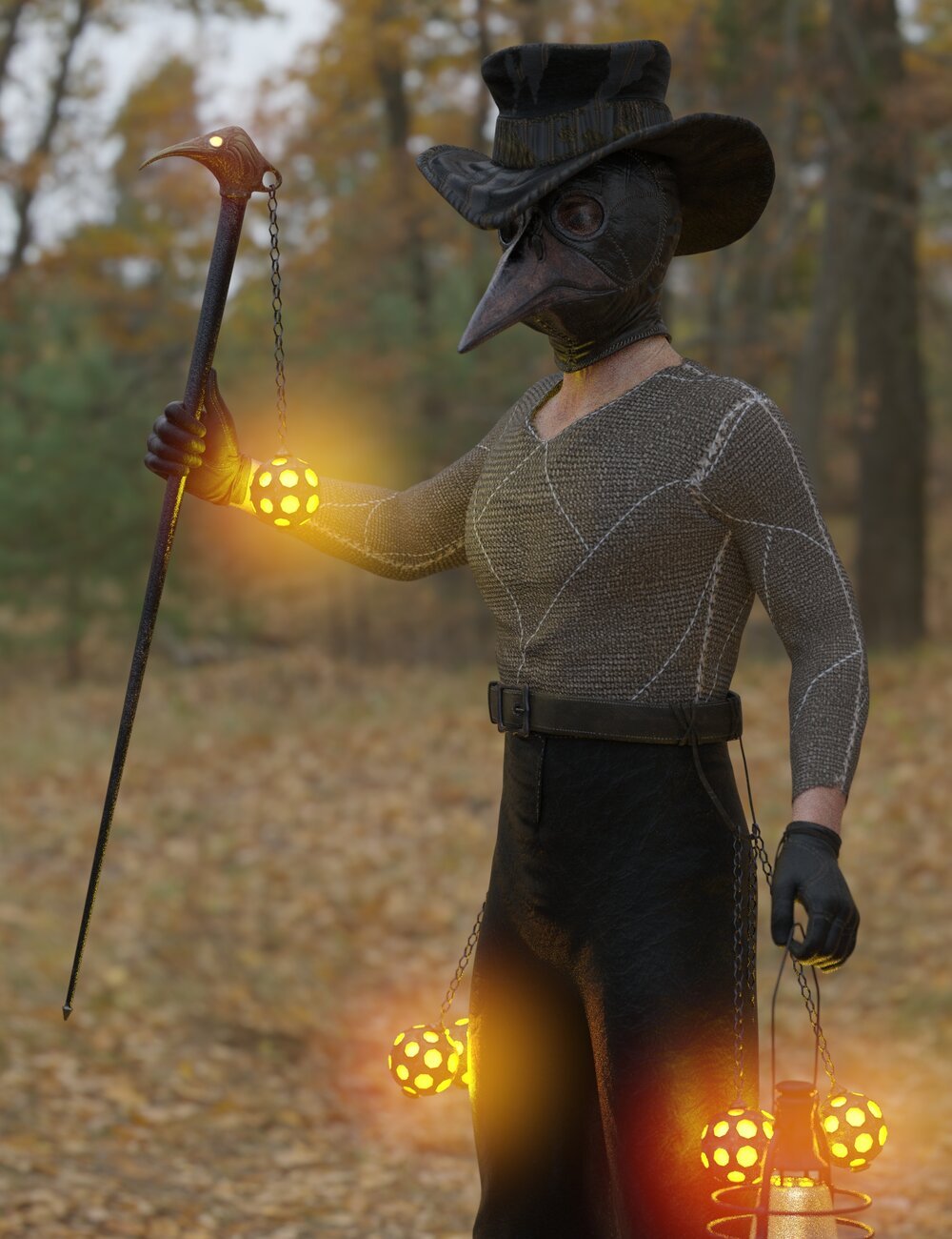 dforce Plague Doctor Clothing, Props and Poses for Genesis 8 Male by: Sixus1 Media, 3D Models by Daz 3D