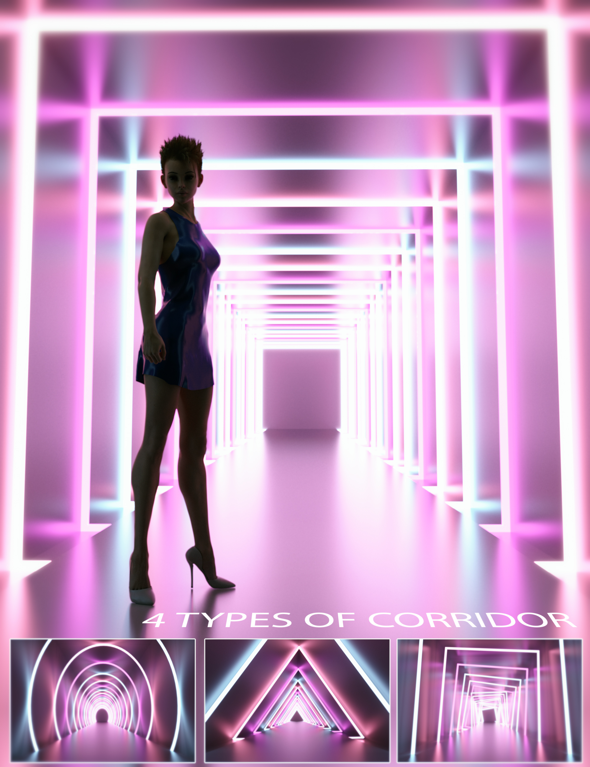 Neon Light Corridor by: Neikdian, 3D Models by Daz 3D