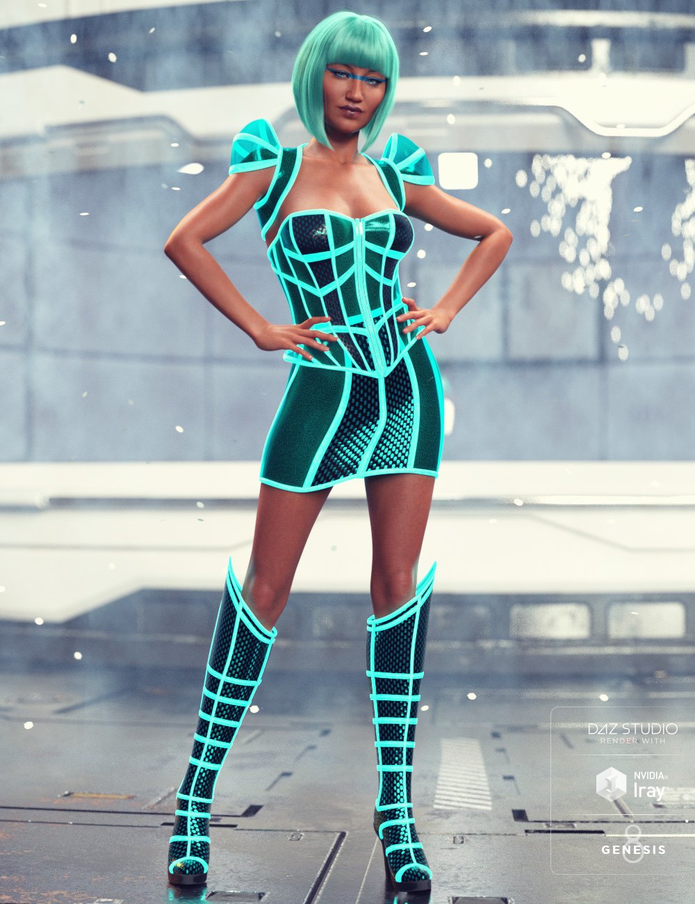 Neon Dream Outfit for Genesis 8 Female(s) by: Moonscape GraphicsNikisatezSade, 3D Models by Daz 3D