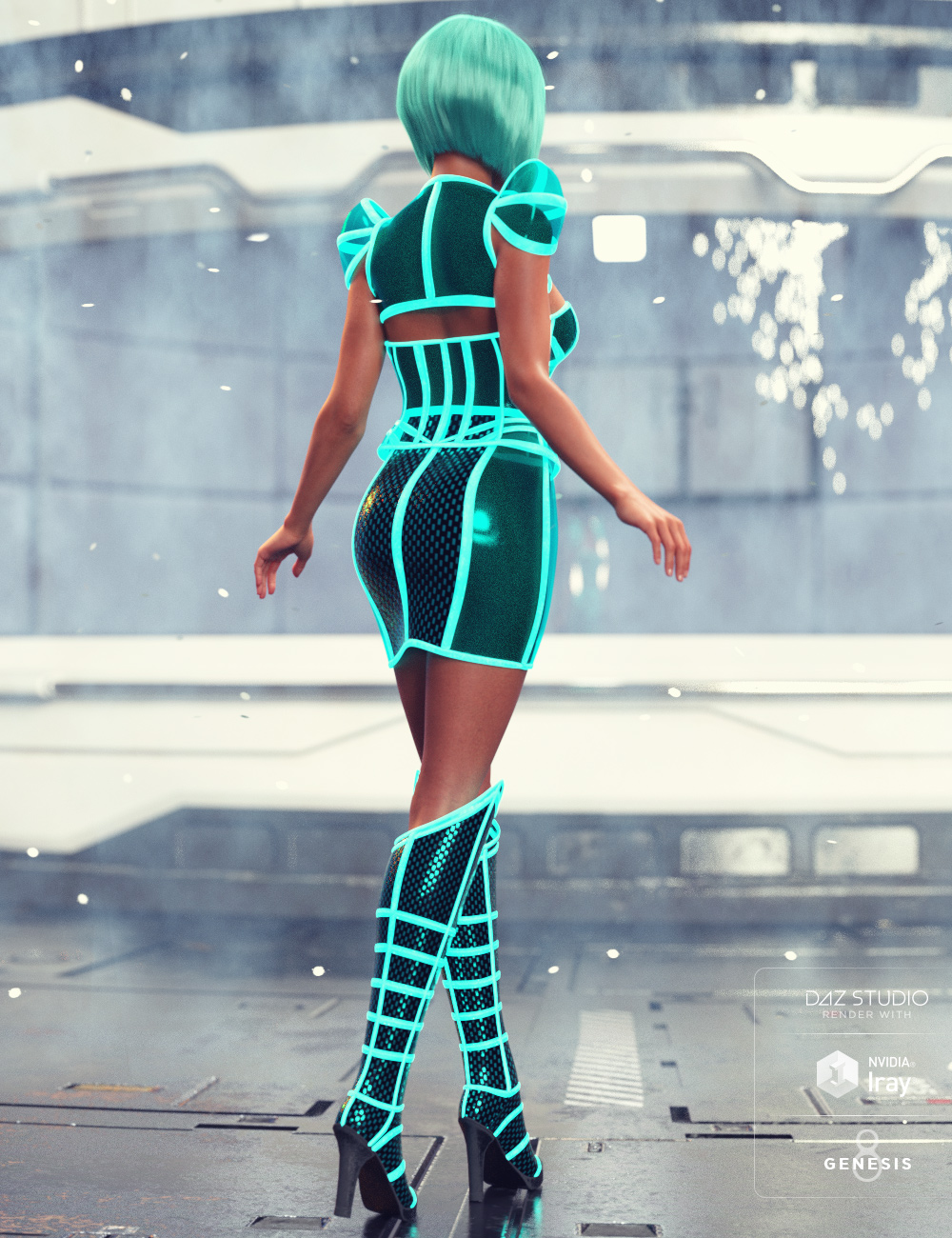 Neon Dream Outfit for Genesis 8 Female(s) by: Moonscape GraphicsNikisatezSade, 3D Models by Daz 3D