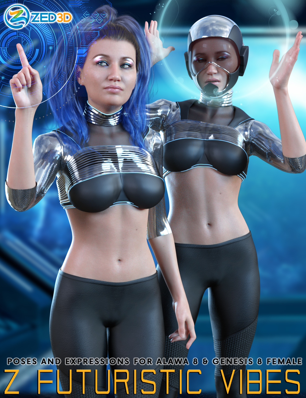 Z Futuristic Vibes Poses and Expressions for Alawa 8 by: Zeddicuss, 3D Models by Daz 3D