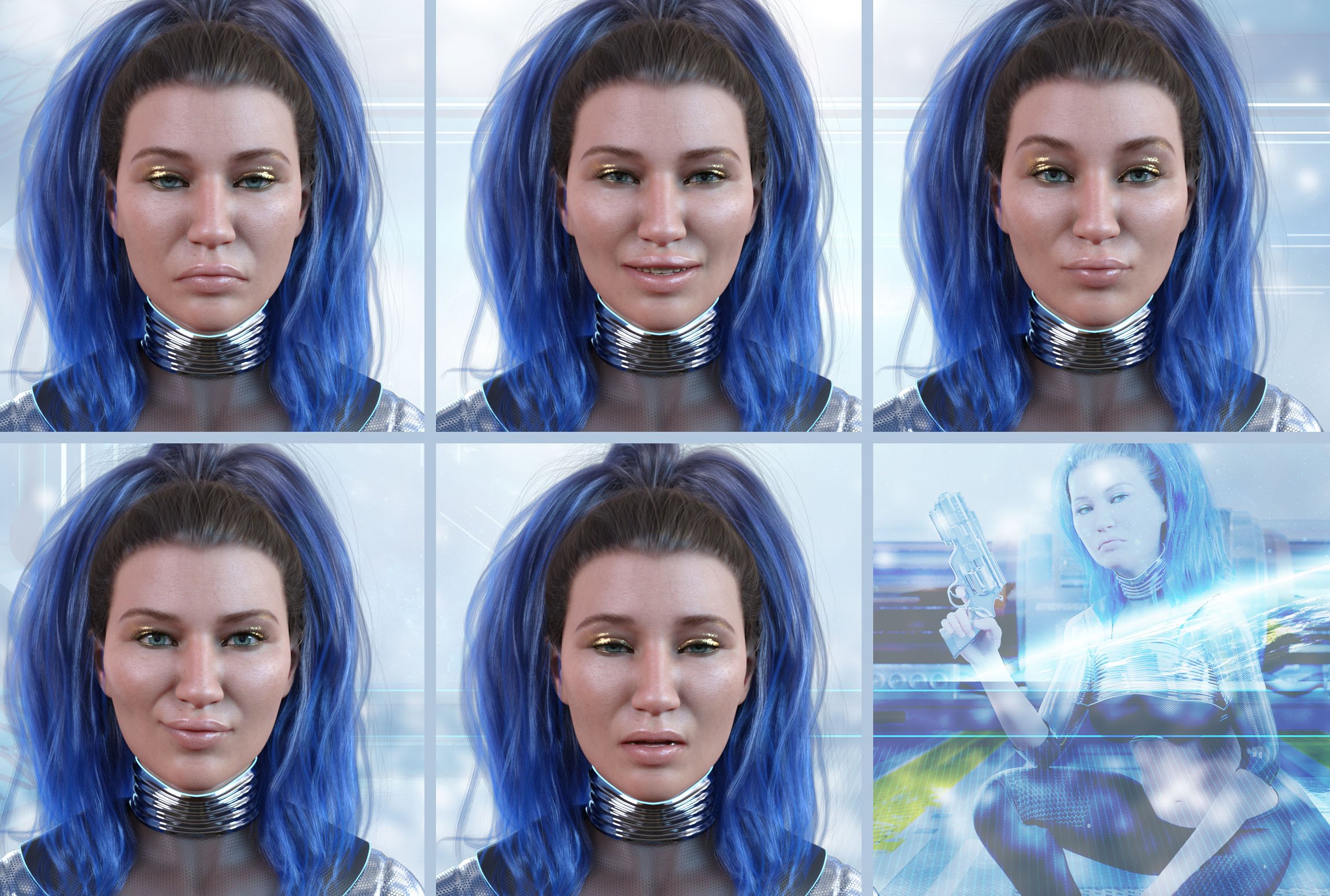 Z Futuristic Vibes Poses and Expressions for Alawa 8 by: Zeddicuss, 3D Models by Daz 3D