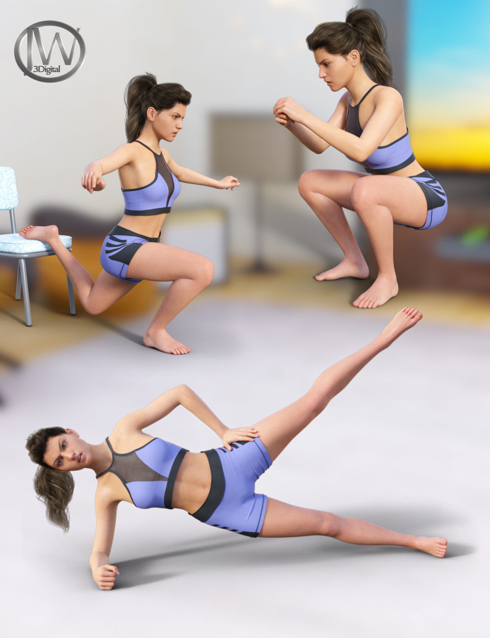 Home Workout Poses for Genesis 8 by: JWolf, 3D Models by Daz 3D