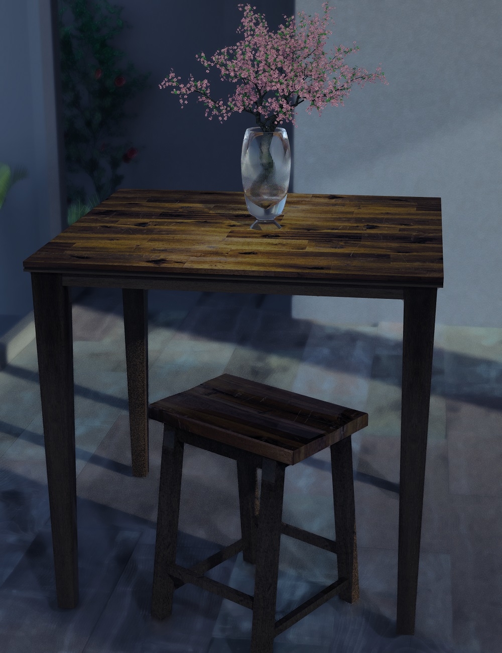Modern Square Kitchen Table and Stool Set by: Joanght, 3D Models by Daz 3D