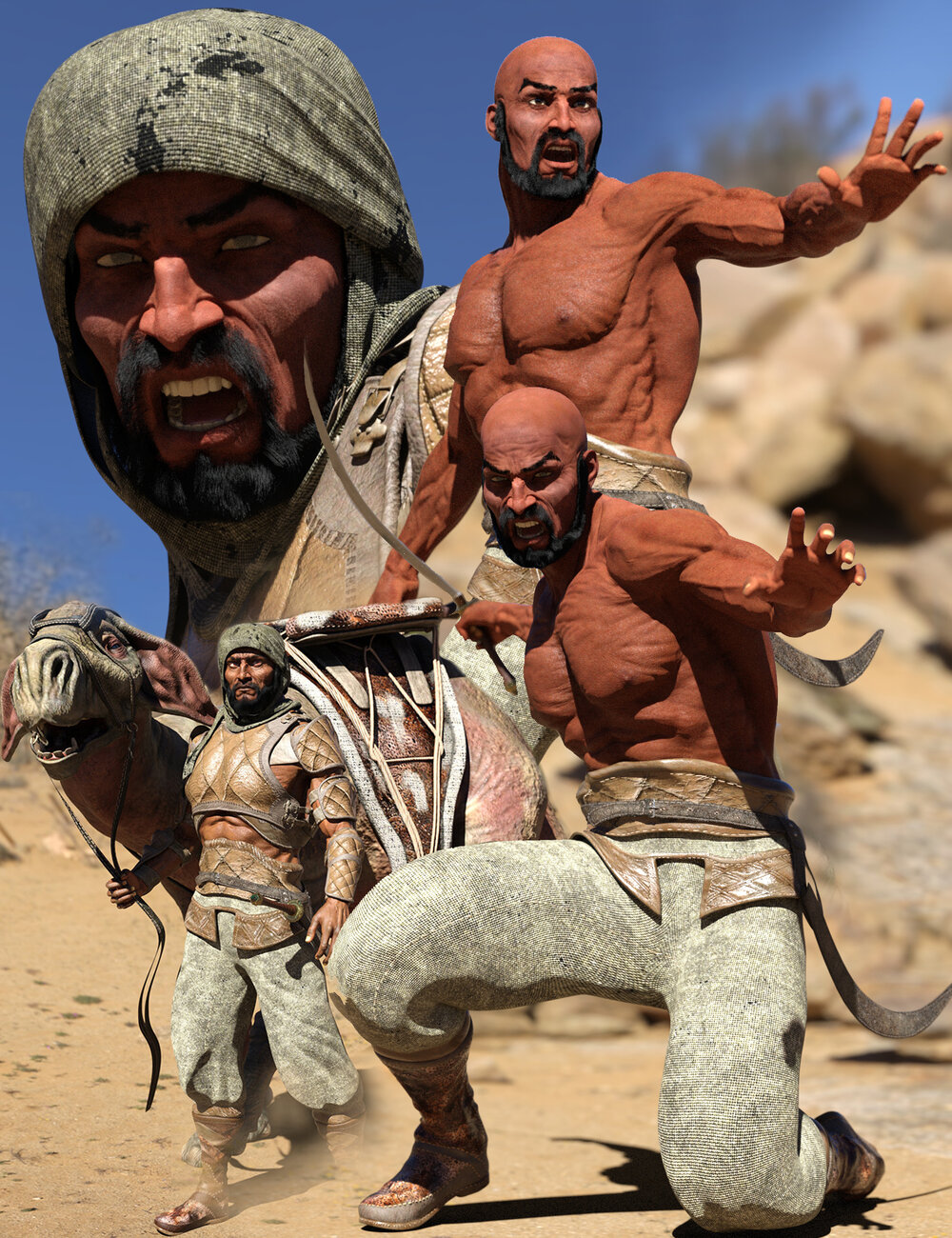 Bedu Desert Warrior HD Character for Genesis 8 Male by: Sixus1 Media, 3D Models by Daz 3D