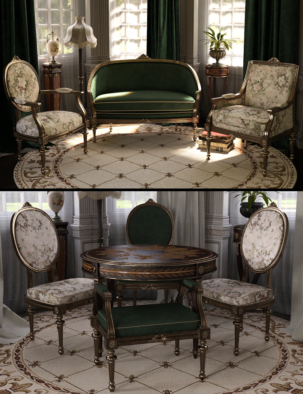 Reupholstered for Vintage Furniture Iray by: LaurieS, 3D Models by Daz 3D