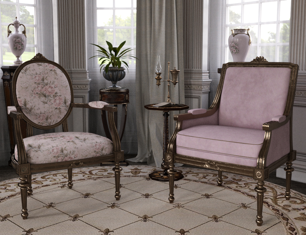 Reupholstered for Vintage Furniture Iray by: LaurieS, 3D Models by Daz 3D