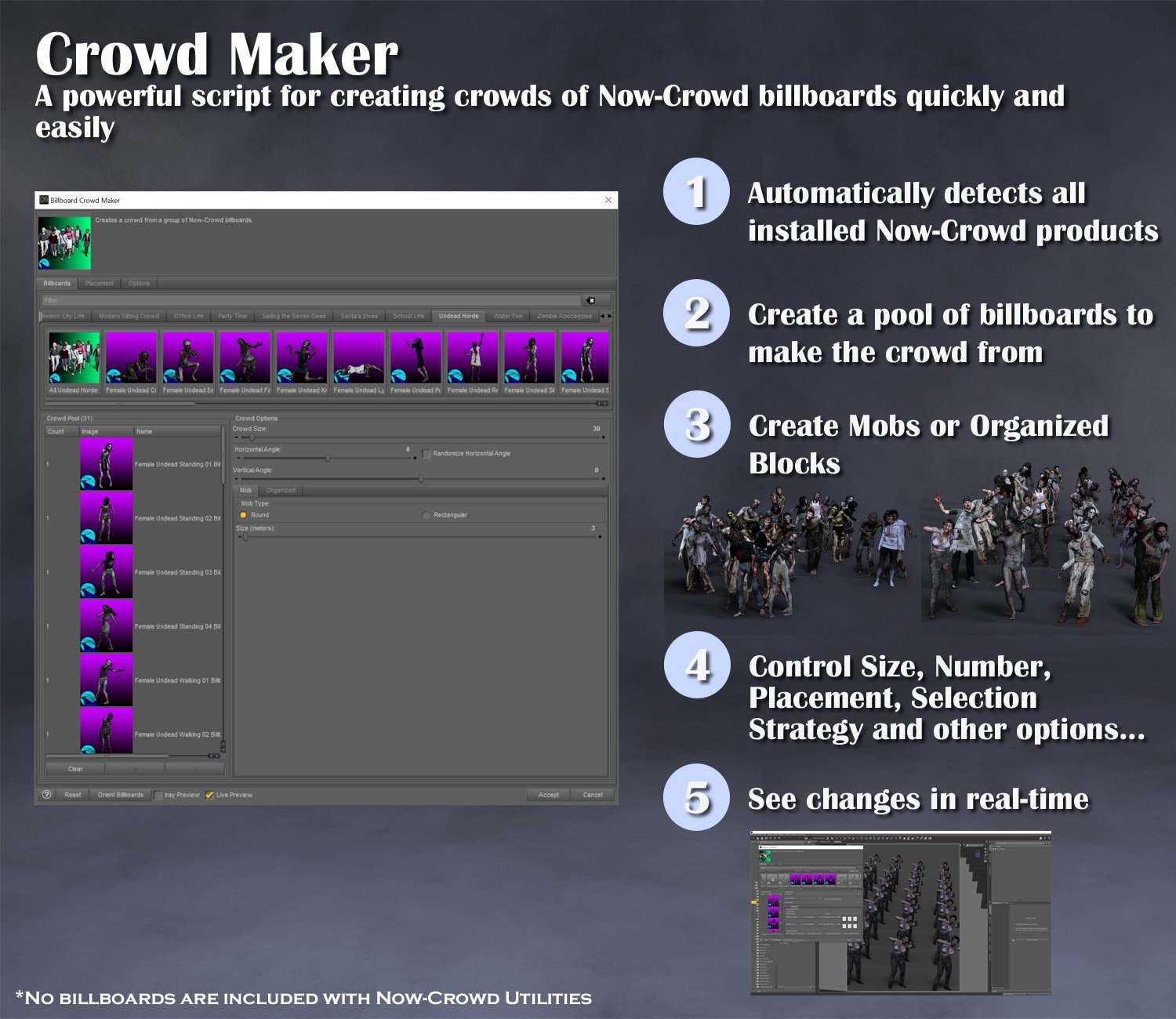 Now-Crowd Utilities Now-Crowd Utilities by: RiverSoft Art, 3D Models by Daz 3D