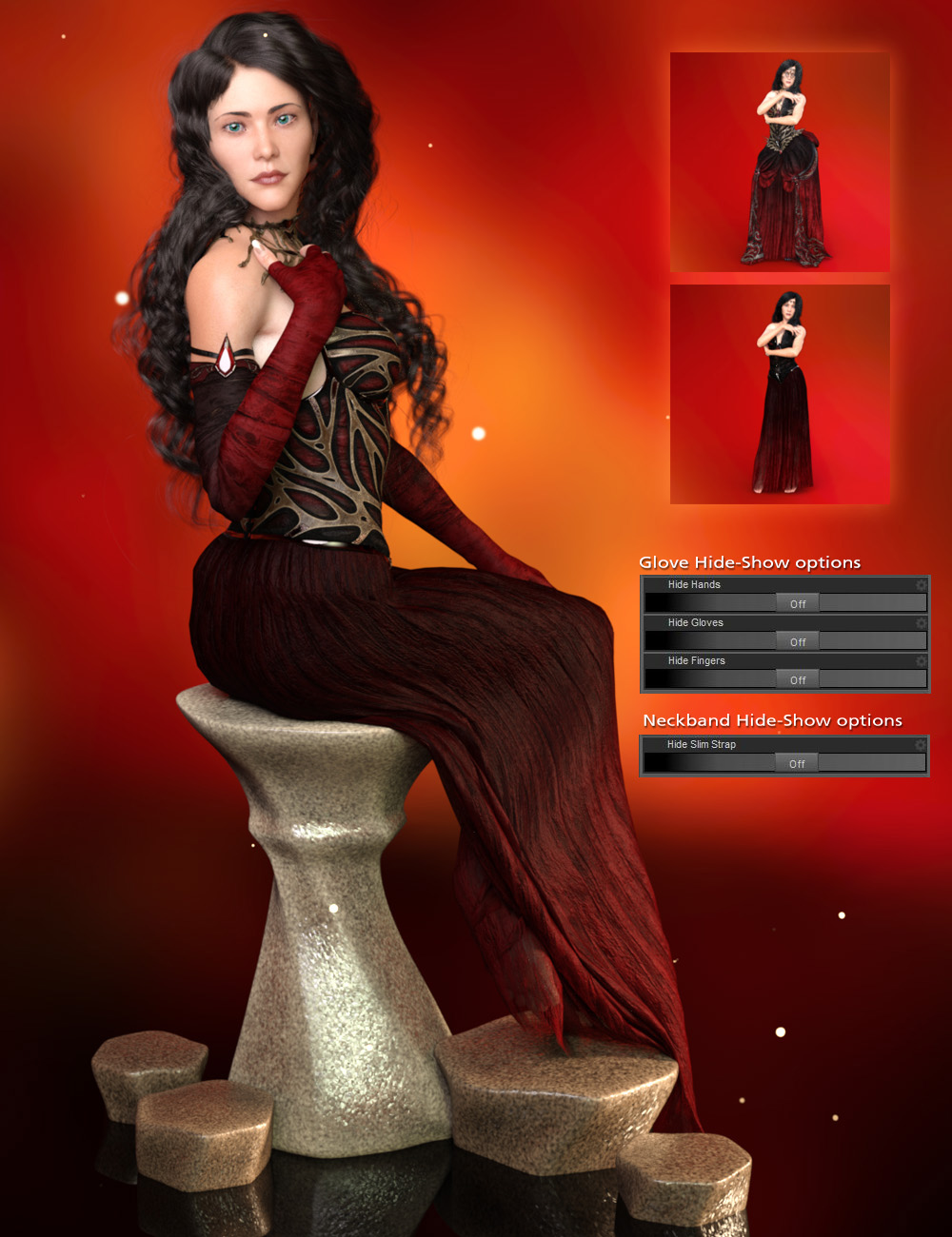 dForce Queen of Thorns Outfit Addon for Genesis 8 Female by: ArkiShox-Design, 3D Models by Daz 3D