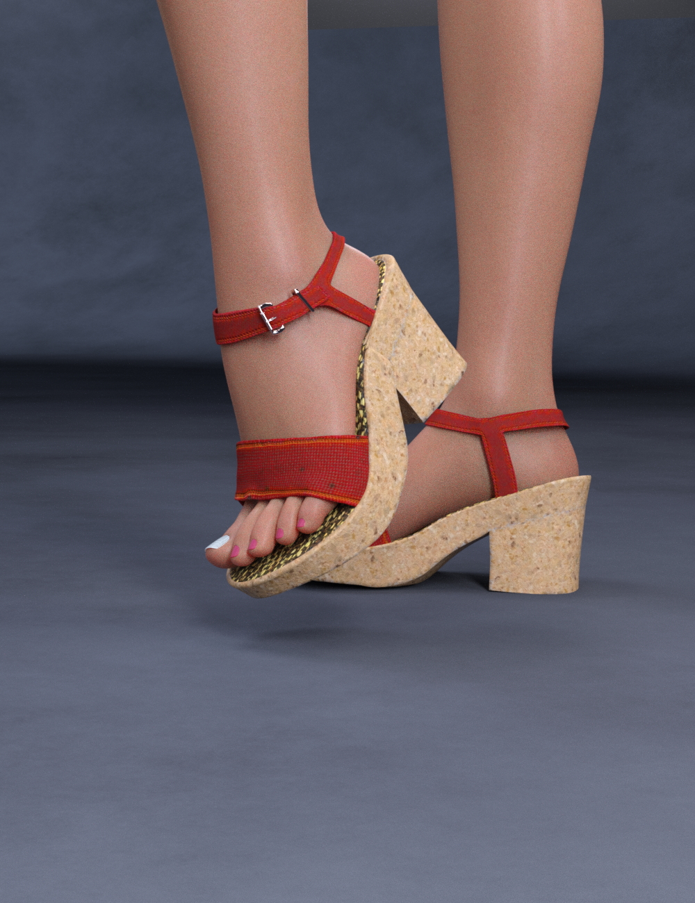 Heeled Cork Sandals for Genesis 8 Female(s) by: , 3D Models by Daz 3D
