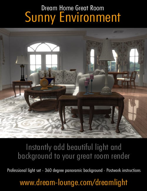Dream Home Great Room Sunny Environment by: Dreamlight, 3D Models by Daz 3D
