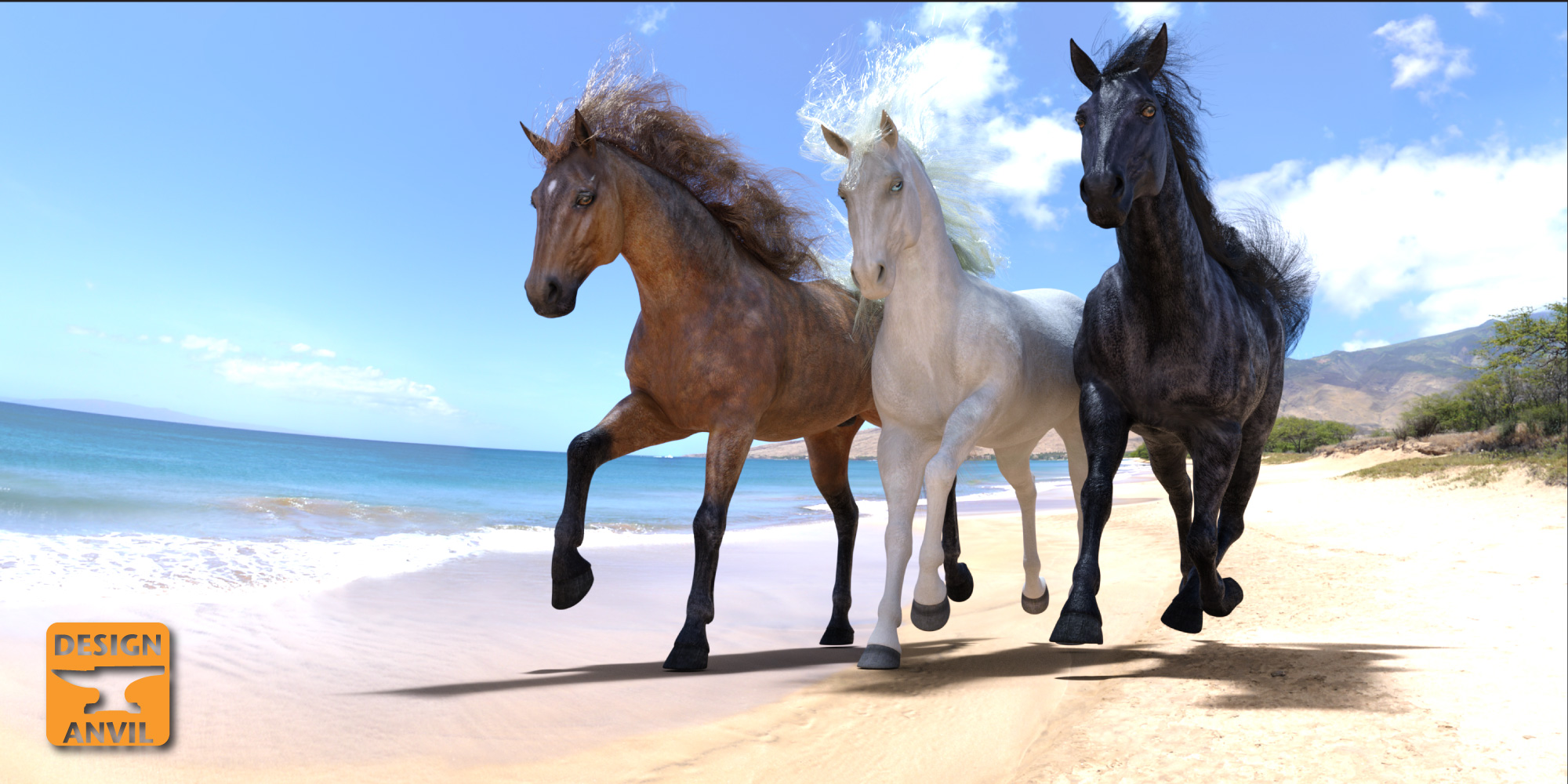 DA dForce Mane and Tail for Horse 2 by: Design Anvil, 3D Models by Daz 3D