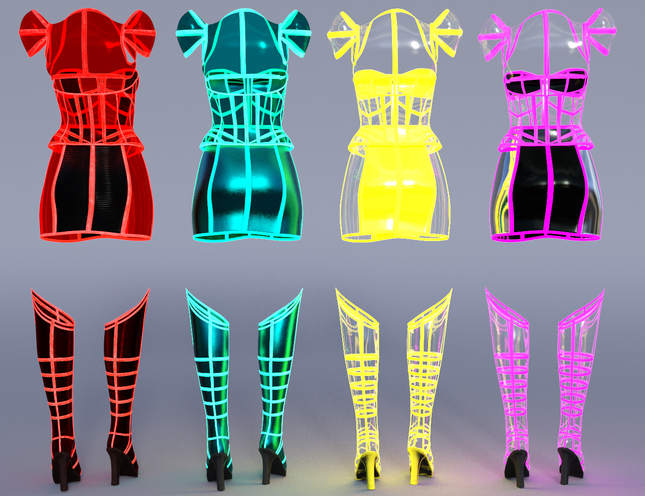 Neon Dream Outfit Textures by: Moonscape GraphicsSade, 3D Models by Daz 3D