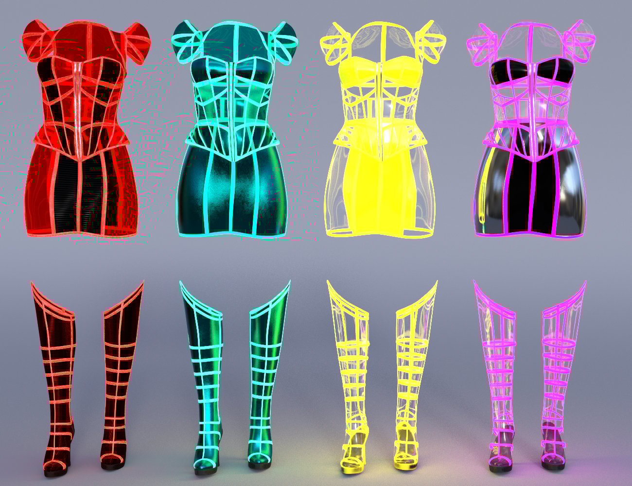 Neon Dream Outfit Textures Neon Dream Outfit Textures by: Moonscape GraphicsSade, 3D Models by Daz 3D