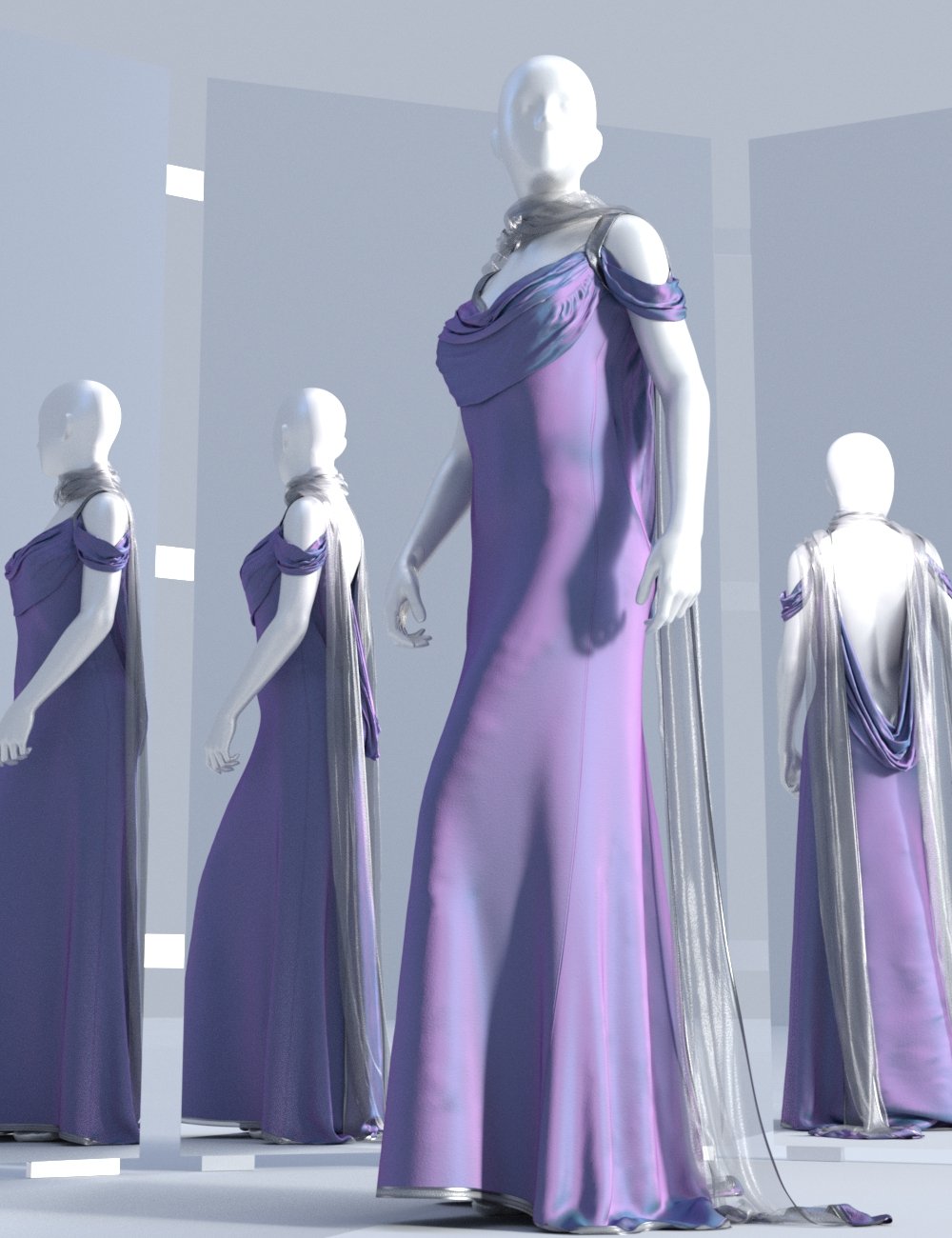 dForce Aquarius Gown for Genesis 3 and 8 Female(s) by: Sshodan, 3D Models by Daz 3D