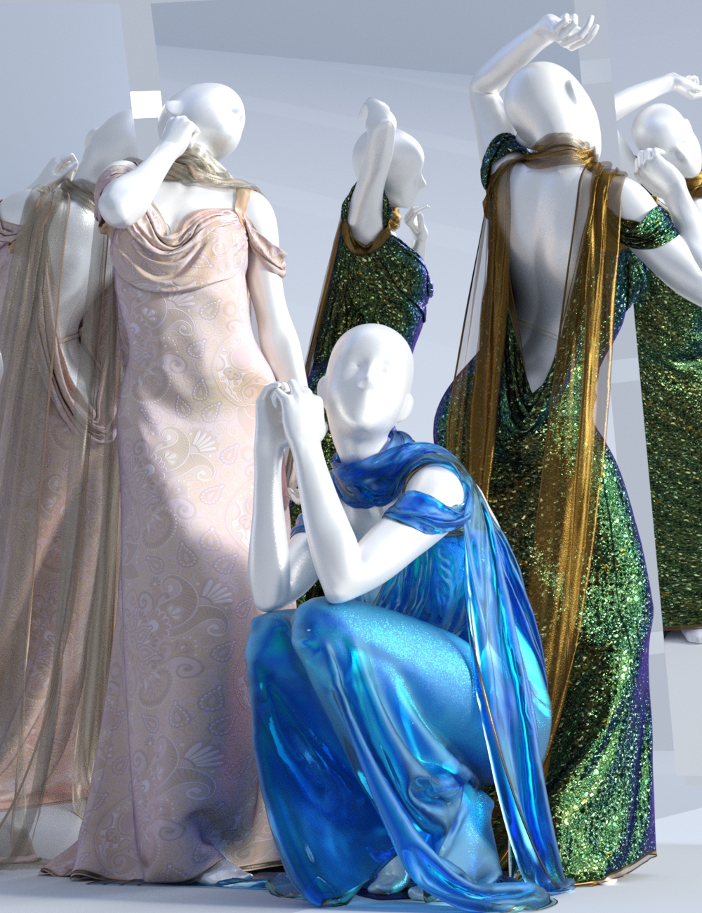 dForce Aquarius Gown Textures by: Sshodan, 3D Models by Daz 3D