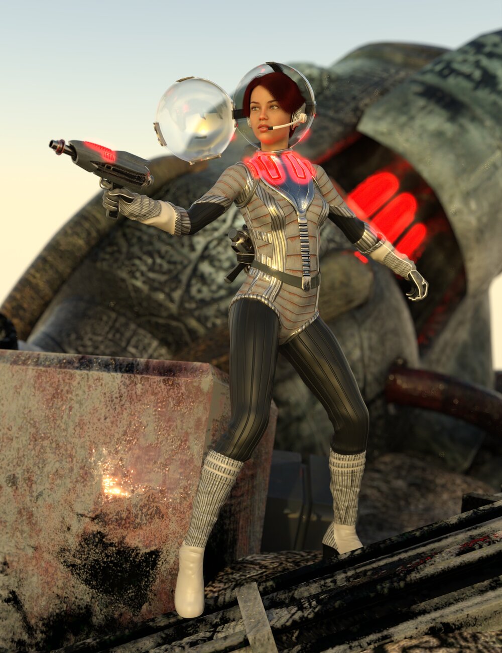 Retrospace Gunner for Genesis 8 Female by: Sixus1 Media, 3D Models by Daz 3D
