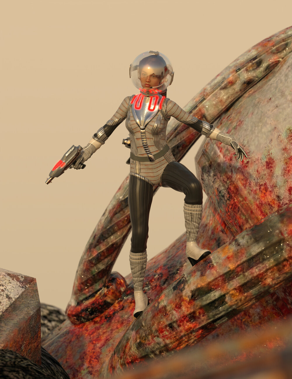 Retrospace Gunner for Genesis 8 Female by: Sixus1 Media, 3D Models by Daz 3D