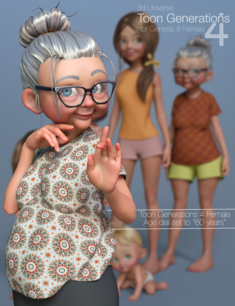 Toon Generations 4 Essentials for Genesis 8 Female(s) by: 3D Universe, 3D Models by Daz 3D