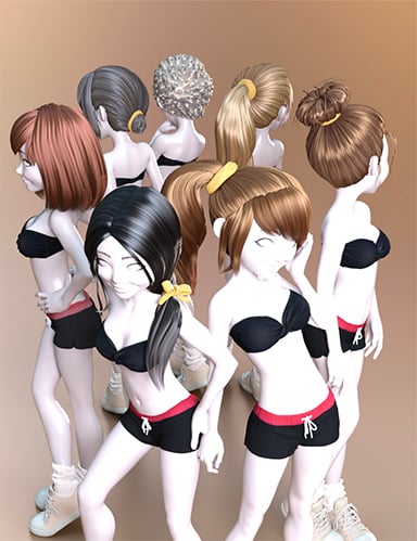 Toon Generations 4 Hair for Genesis 8 Female(s) by: 3D Universe, 3D Models by Daz 3D