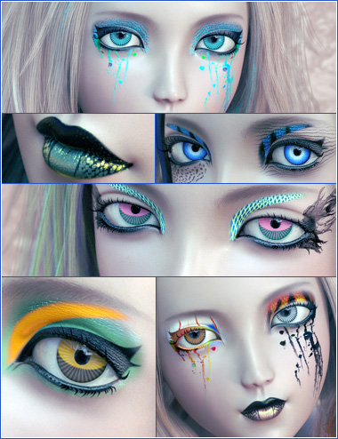 Extreme Closeup Tropical Geoshell Makeups for Genesis 8 Female(s) by: ForbiddenWhispers, 3D Models by Daz 3D