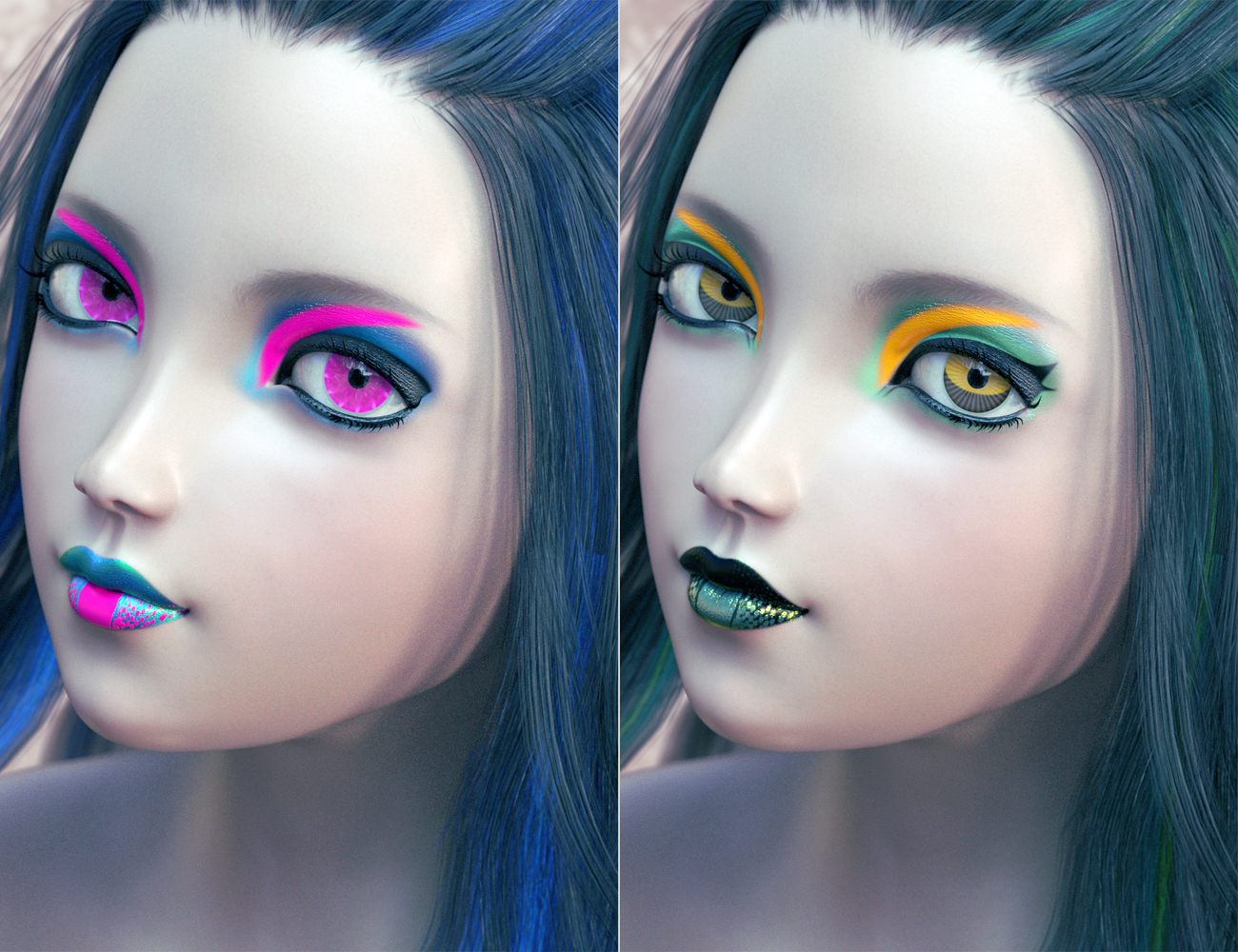 Extreme Closeup Tropical Geoshell Makeups for Genesis 8 Female(s) by: ForbiddenWhispers, 3D Models by Daz 3D