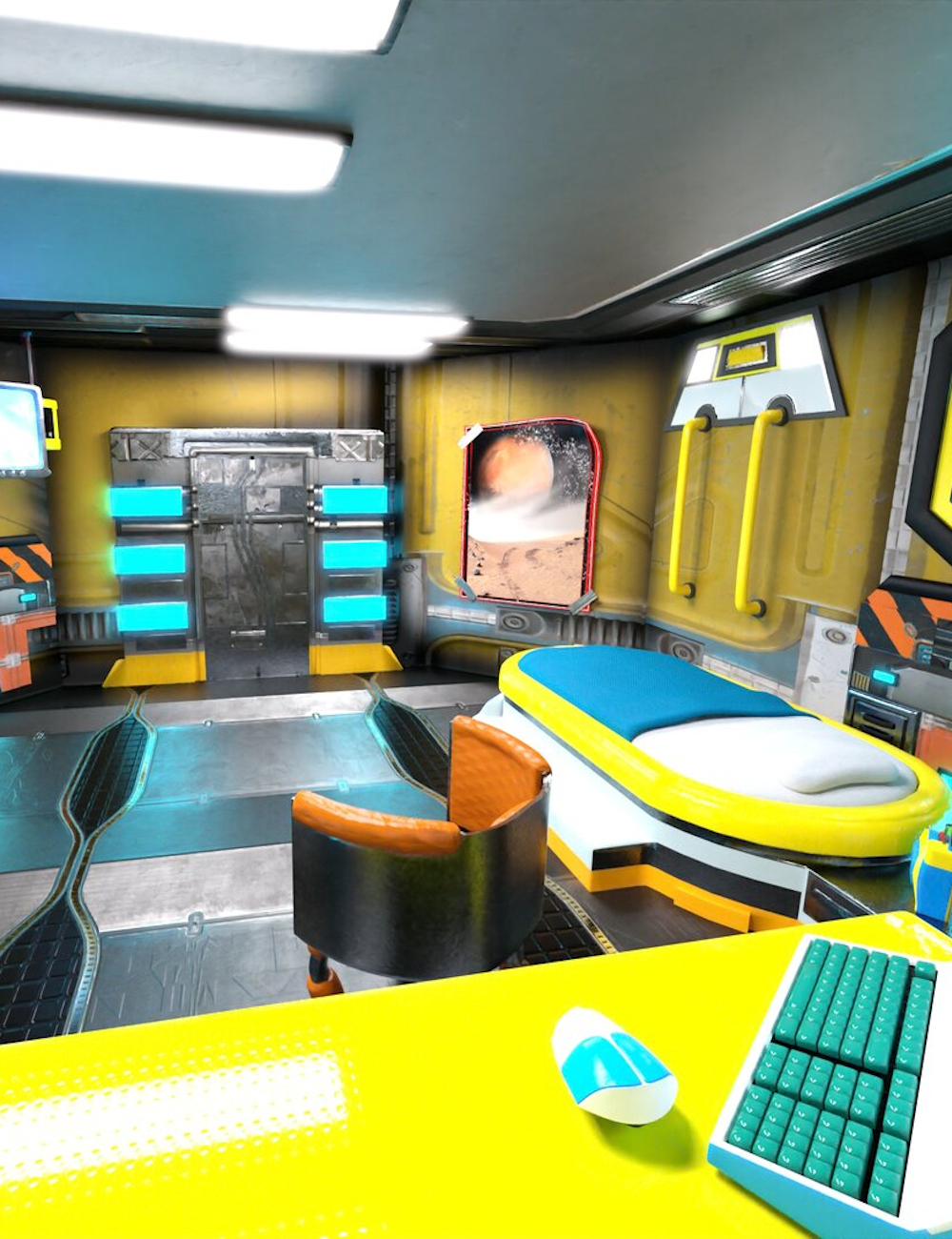 Retrospace Personal Quarters Scene Kit by: Sixus1 Media, 3D Models by Daz 3D