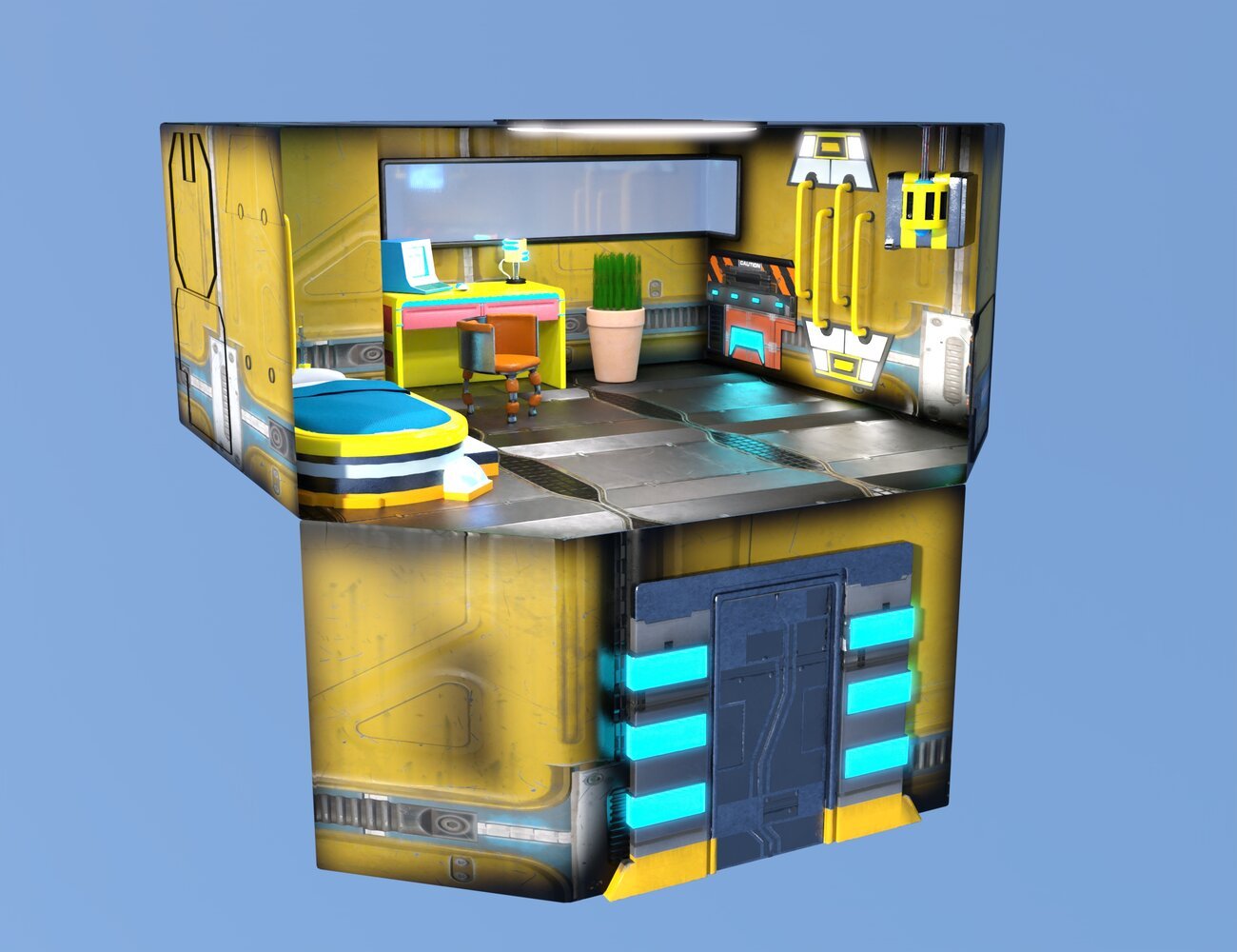 Retrospace Personal Quarters Scene Kit by: Sixus1 Media, 3D Models by Daz 3D