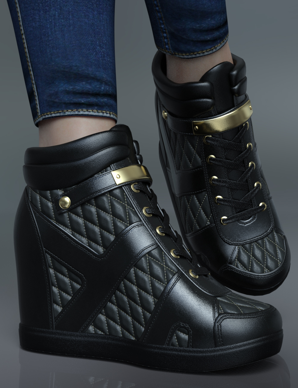 Wedged Sneakers for Genesis 8 Female(s) by: Nikisatez, 3D Models by Daz 3D