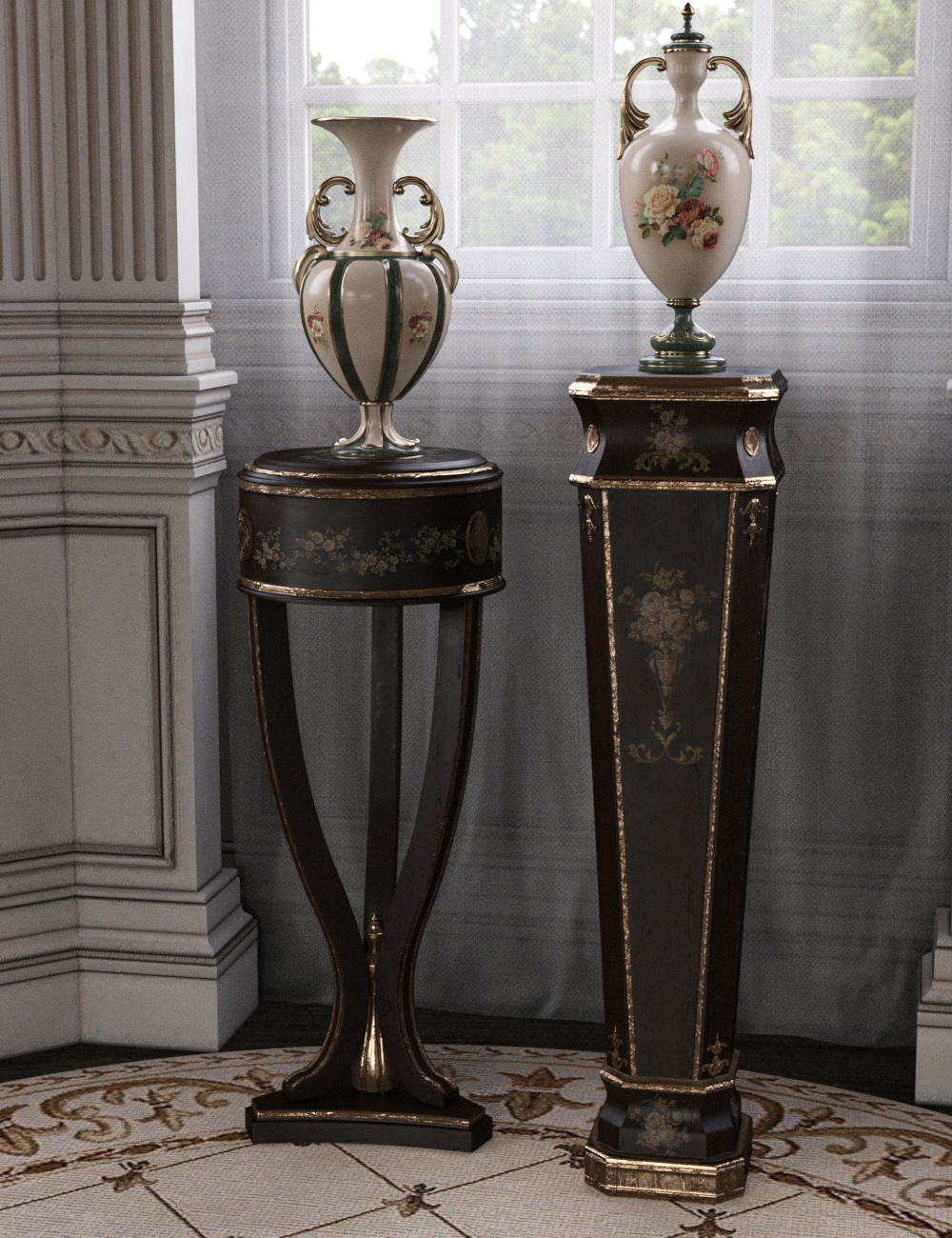 Choices for Vintage Stands and Tables Iray by: LaurieS, 3D Models by Daz 3D