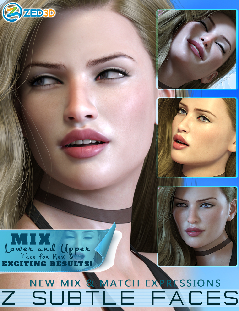 Z Mix and Match Subtle Faces for Genesis 8 by: Zeddicuss, 3D Models by Daz 3D