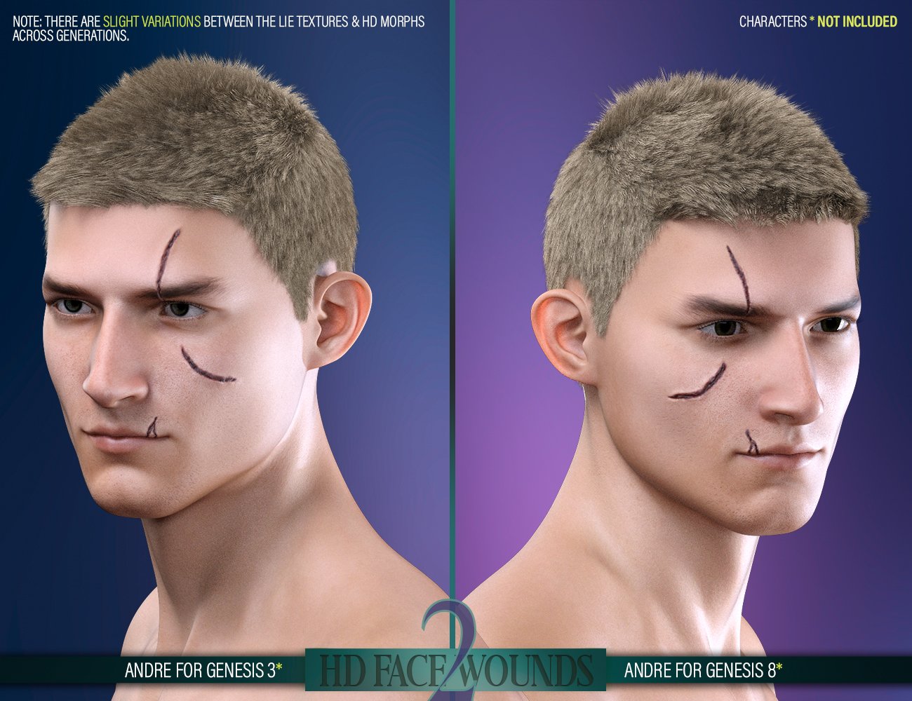 HD Face Wounds 2 for Genesis 3 and 8 Male(s) HD Face Wounds 2 for Genesis 3 and 8 Male(s) by: FenixPhoenixEsid, 3D Models by Daz 3D