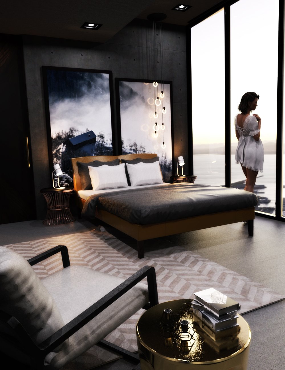 Stylish Bedroom by: Modu8, 3D Models by Daz 3D