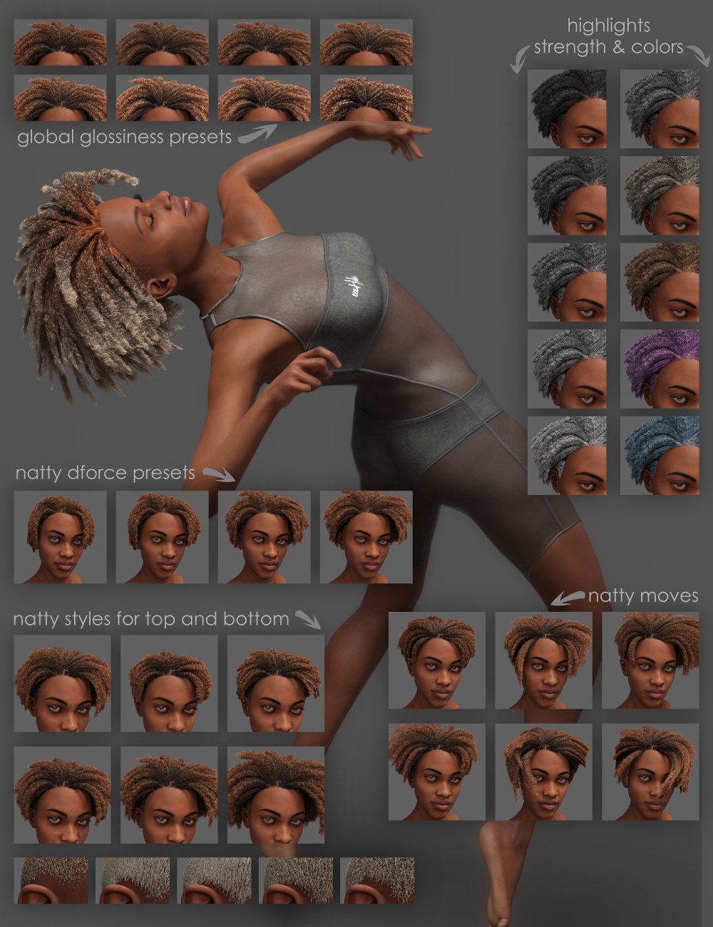 dForce Natty Undercut Hair  for Genesis 8 Female s Daz 3D