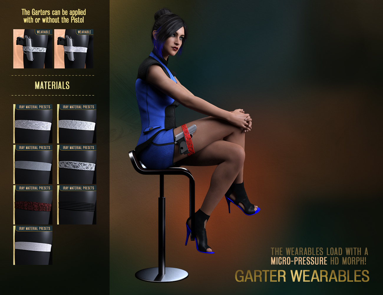 Spy Pistol and Garter for Genesis 8 Female by: FenixPhoenixEsid, 3D Models by Daz 3D