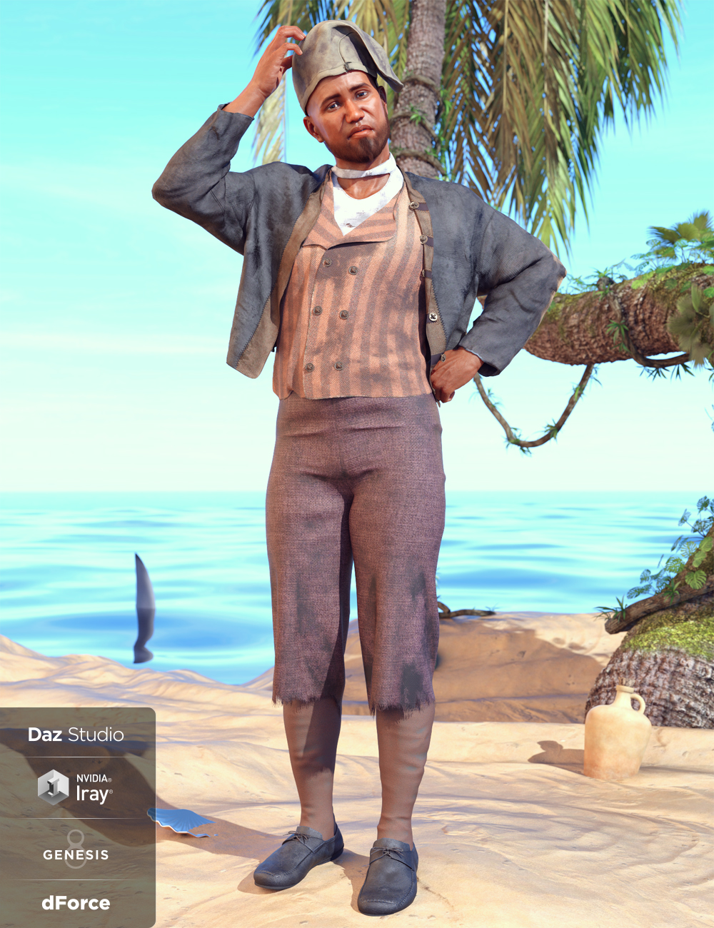 dForce Deck Hand Outfit Textures by: Moonscape GraphicsSade, 3D Models by Daz 3D