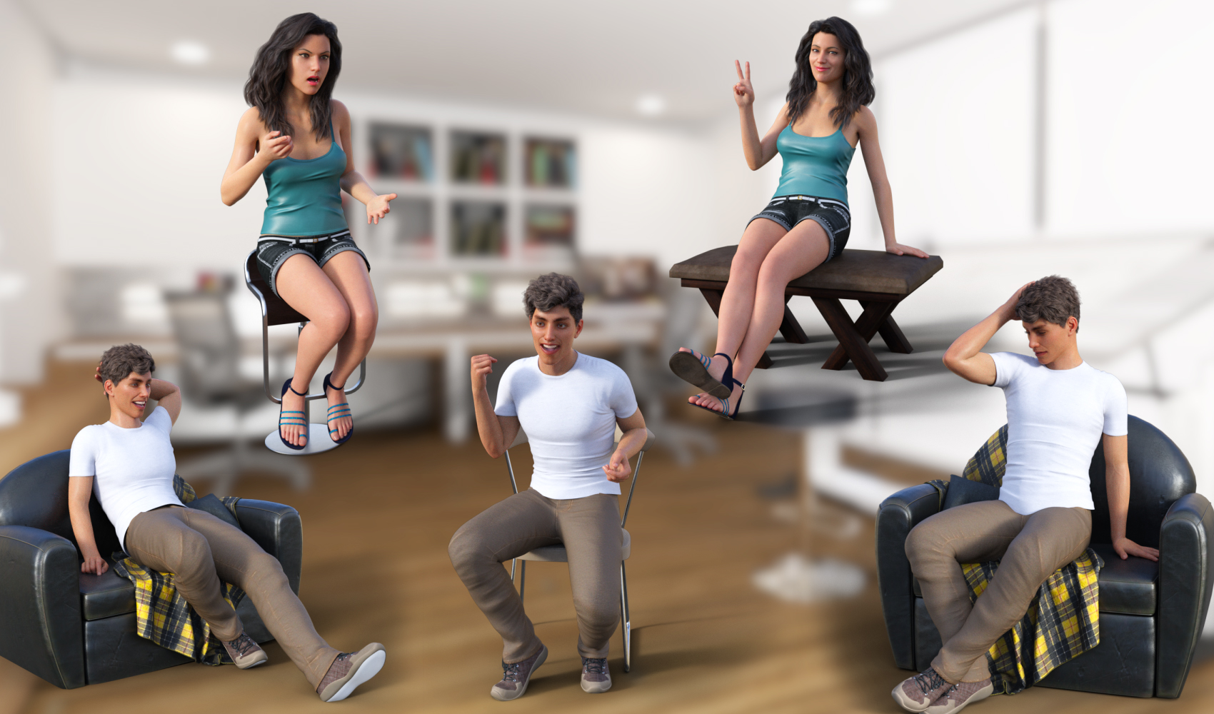 Sit Down Poses for Genesis 8 by: JWolf, 3D Models by Daz 3D