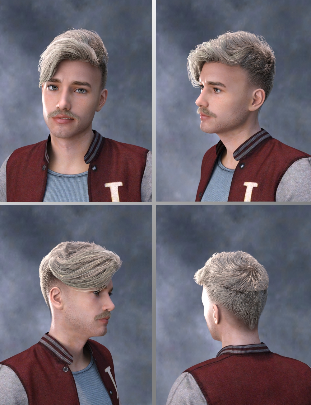 Enzonio Hair Kit for Genesis 8 Male(s) by: Neftis3D, 3D Models by Daz 3D