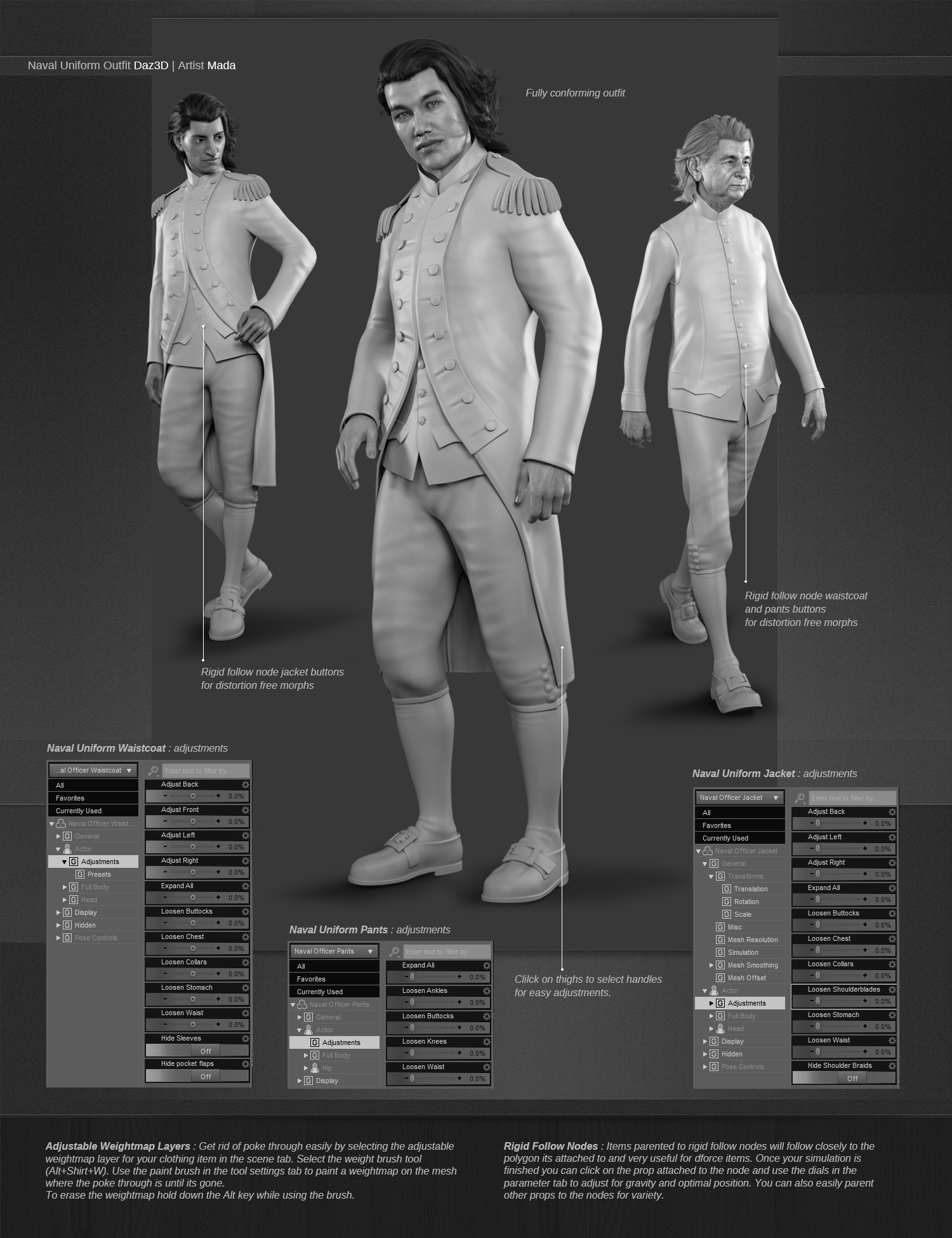 dForce Naval Uniform for Genesis 8 Male(s) by: MadaMoonscape GraphicsSade, 3D Models by Daz 3D