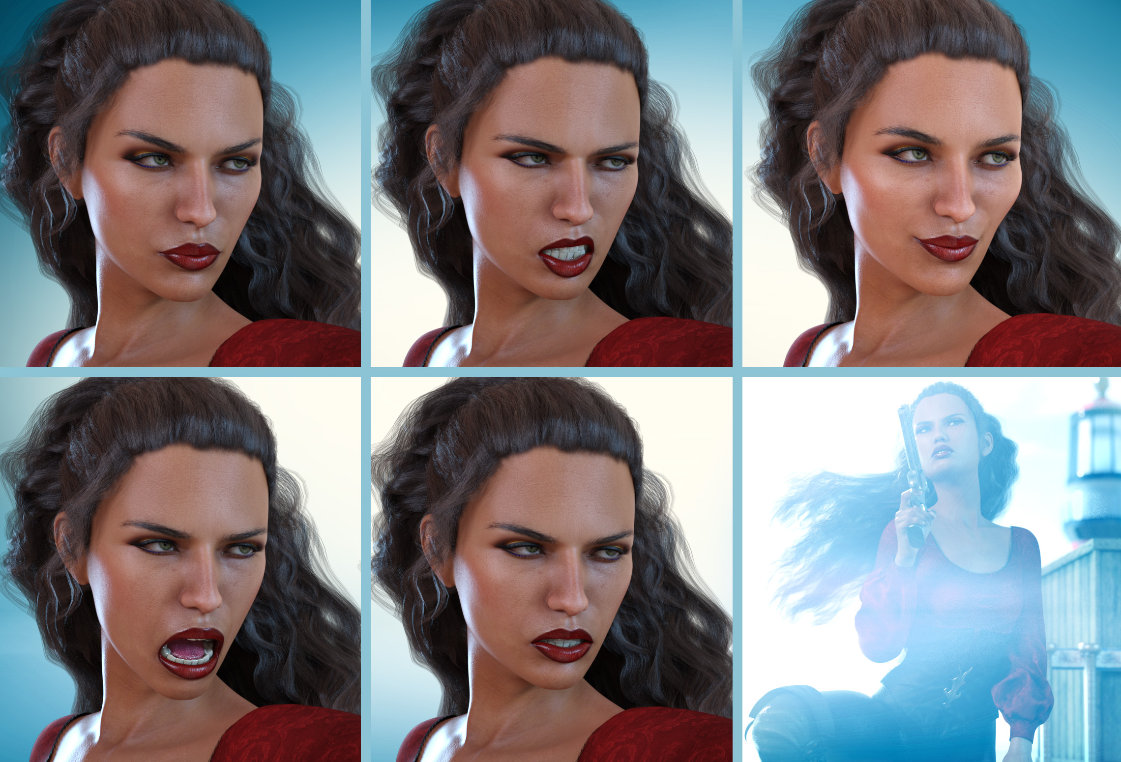 Z Adventurous Spirit Poses and Expressions for Sahira 8 by: Zeddicuss, 3D Models by Daz 3D